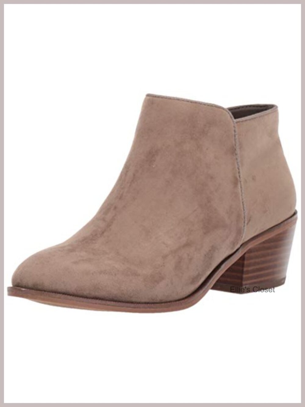Women's Ankle Boots Faux Suede Cuban Block Heel Side Zip Booties